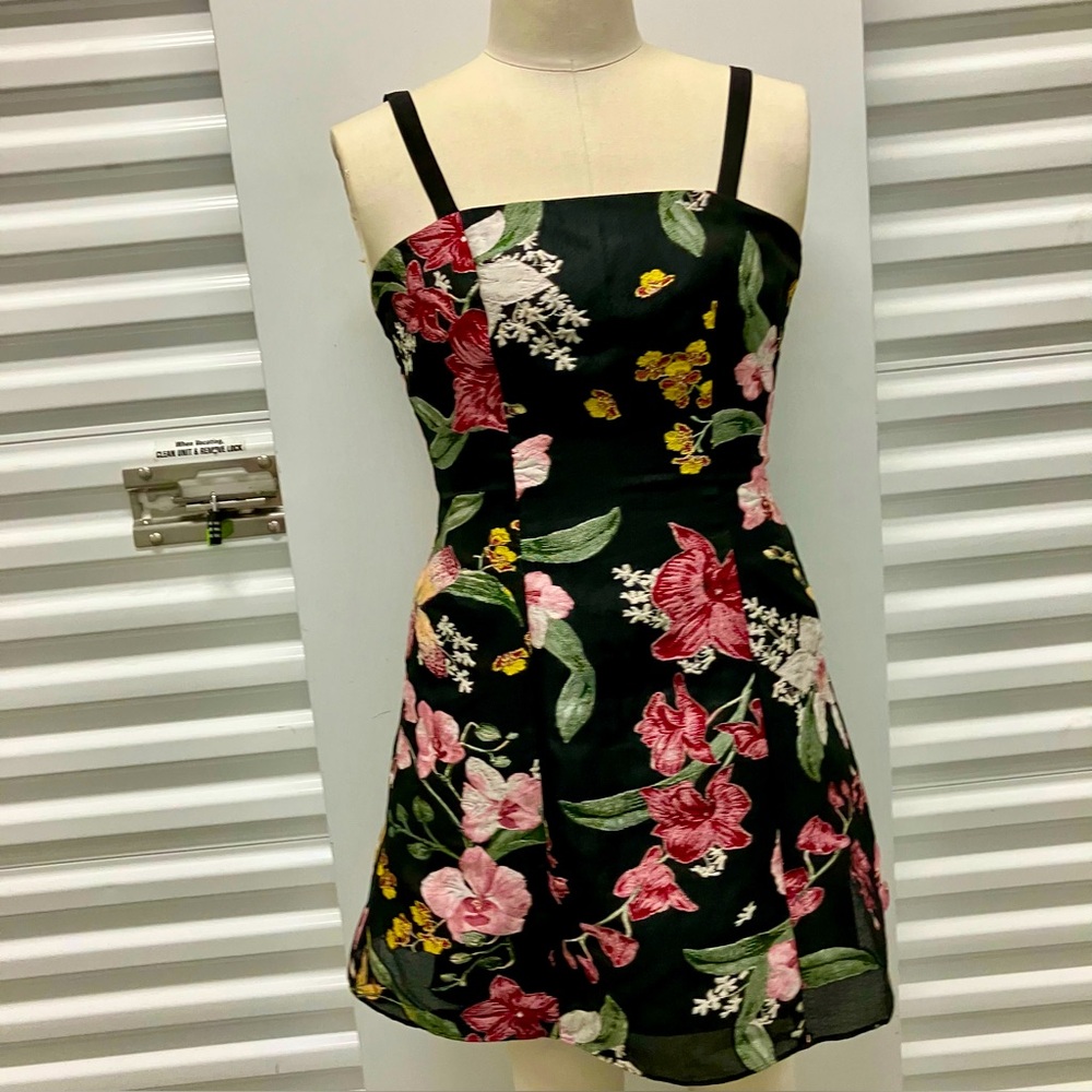 MARCHESA NOTTE Floral Fils Coupe Mini Dress in SIZE 4